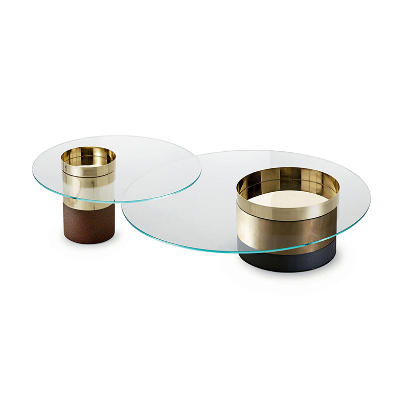 Glazen ovale top koffie of eindtafel modern met één metalen basis