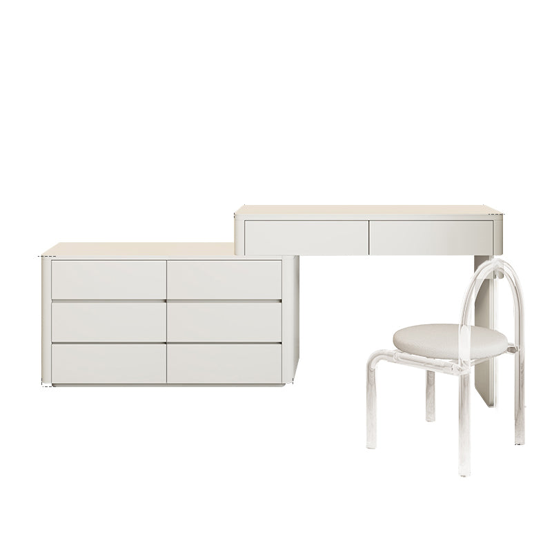 Contemporary Cream Wooden Make up Dressing and Stool with Drawers