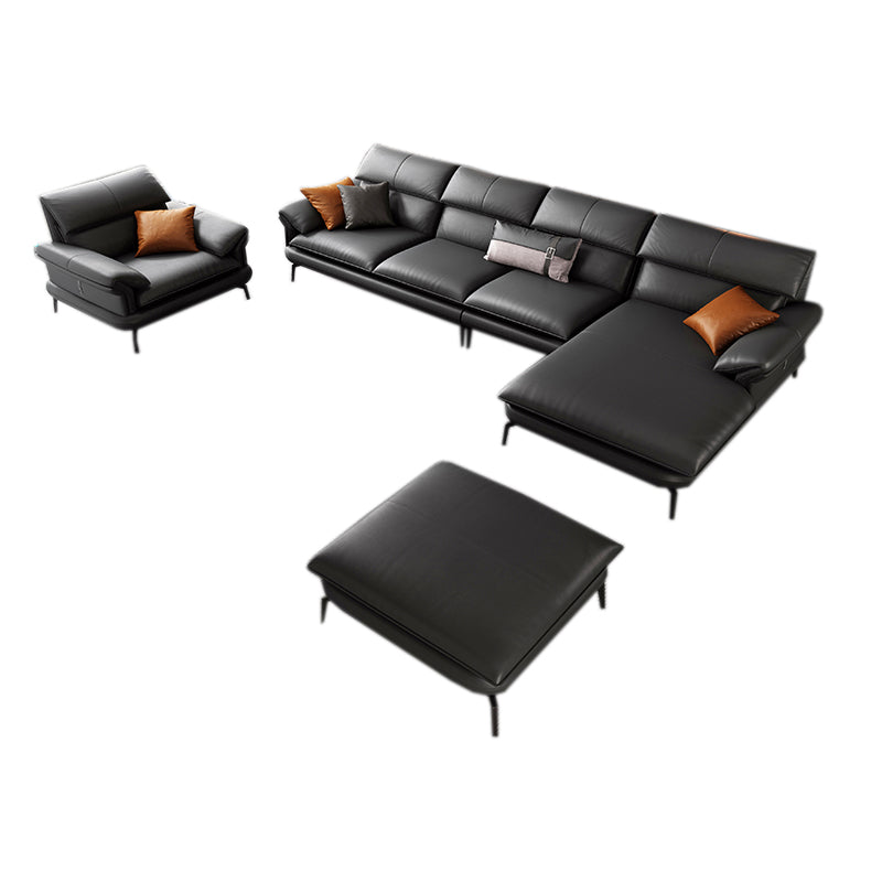 Contemporary Leather Pillow Top Arm Sofa in Gray For Living Room 2-Seater Sofa&1-Seater Sofa&Chaise Longue&1-Seater Sofa&Ottoman Right Clearhalo 'furn' 'furn_sofas' 'Furniture' 'Living Room Furniture' 'Sofa' 'sofas' 7741902