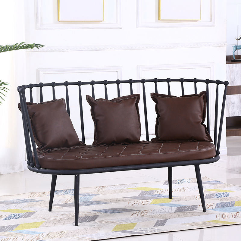 Sofá de color sólido industrial con almohada para la sala de estar