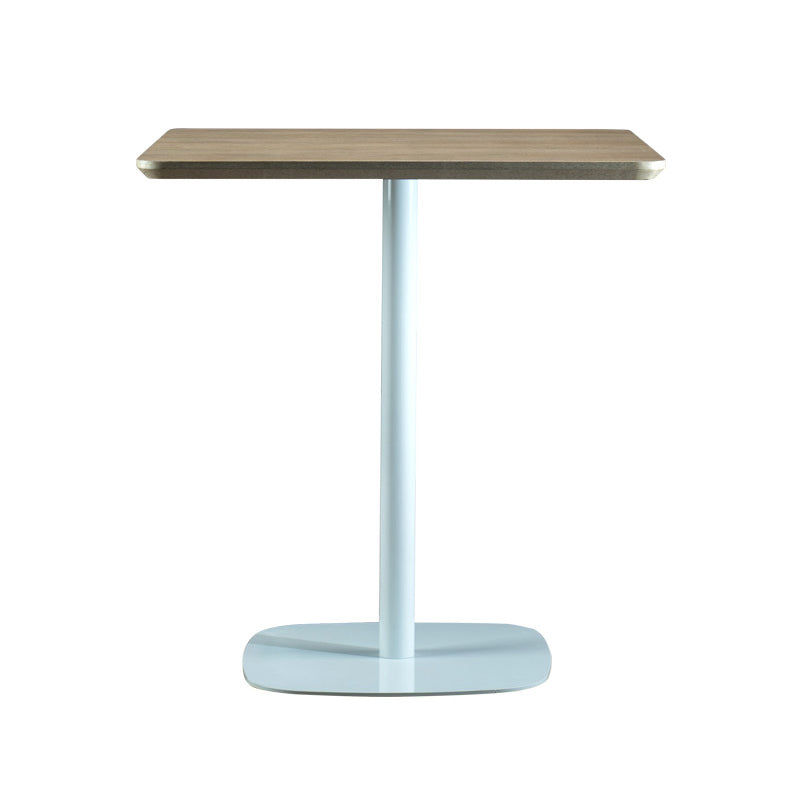 Modern Square Dining Table Wood Tabletop with Steel Pedestal Base Natural Wood White Without Chairs Clearhalo 'Dining Tables & Seating' 'Dining Tables' 'dining_table' 'furn' 'furn_dining_table' 'Furniture' 'Kitchen & Dining Furniture' 7747154