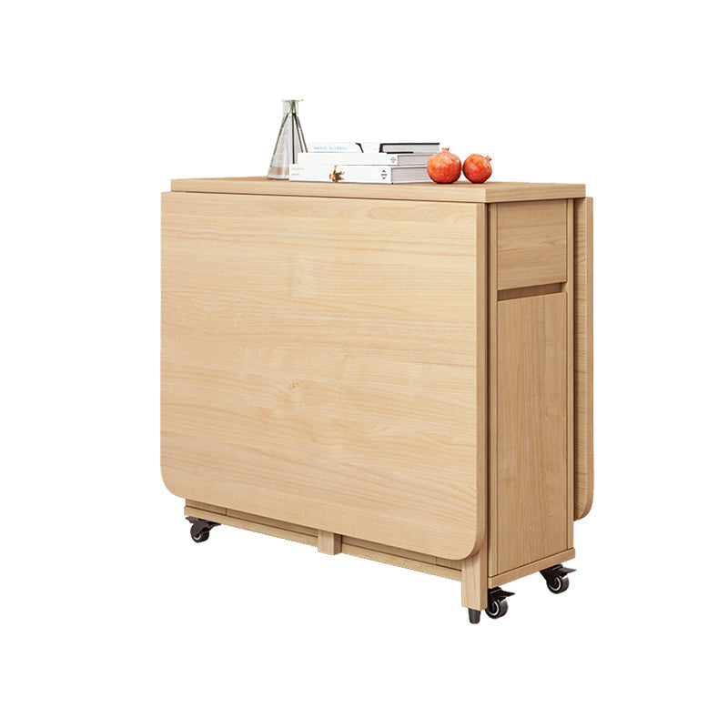 Modern Style Rectangle Solid Wood Dining Site Table with Drop-Leaf