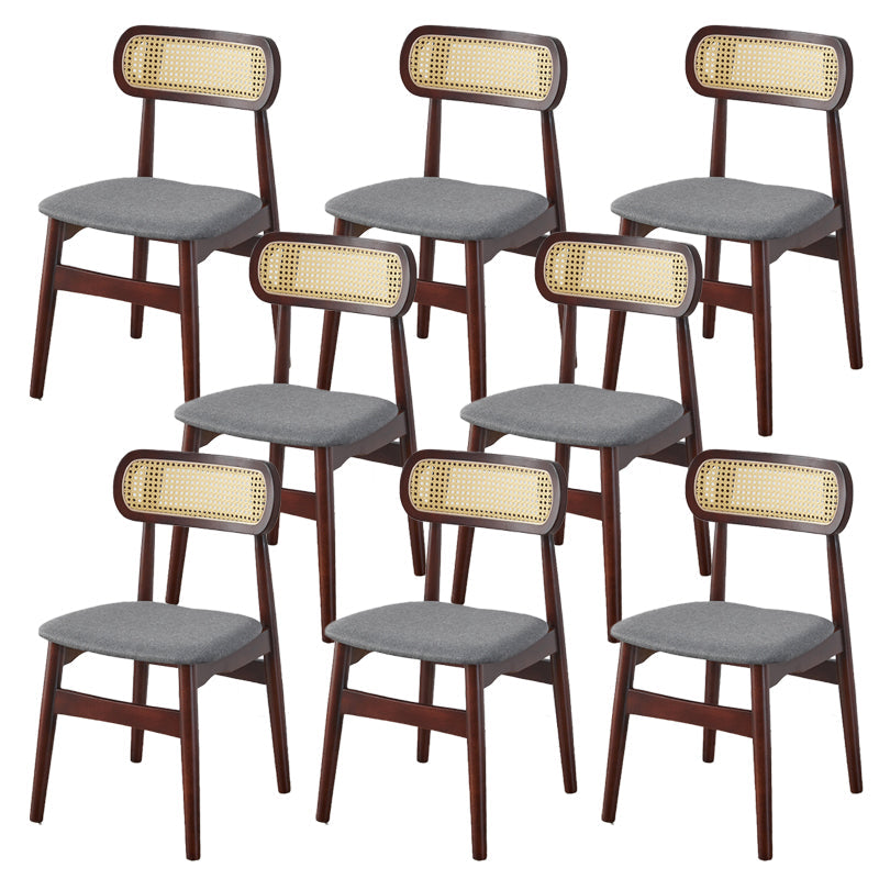 Contemporary Indoor Solid Wood Open Back Dining Side Chair for Restaurant Dark Gray 8 Piece Set Walnut Clearhalo 'Dining Chairs' 'Dining Tables & Seating' 'dining_chair' 'furn' 'furn_dining_chair' 'Furniture' 'Kitchen & Dining Furniture' 7747895