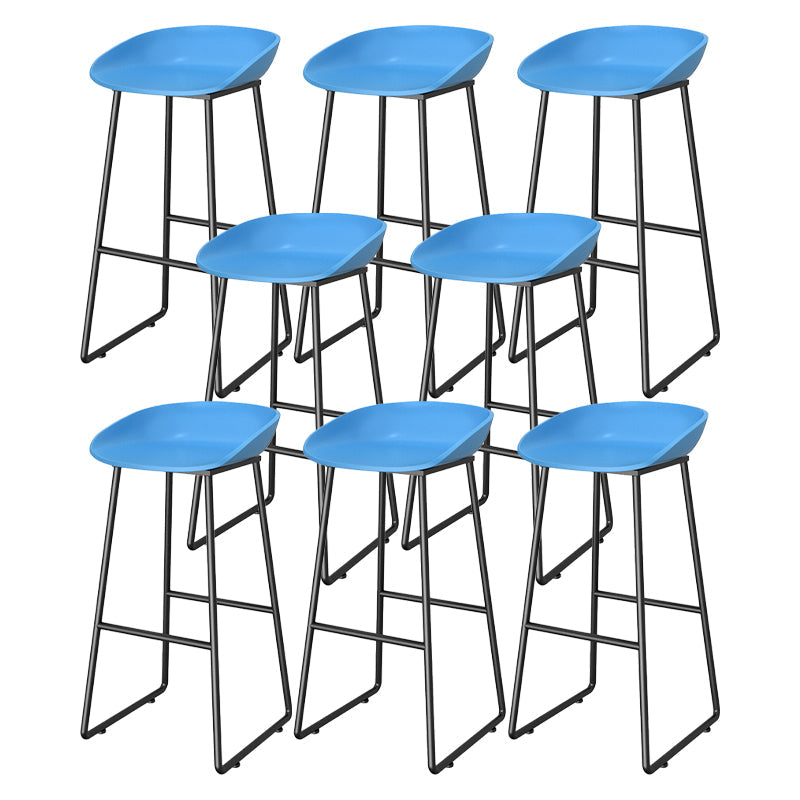 Contemporary Plastic Backrest Counter High Stool with Black Metal Base Blue 8 Piece Set Clearhalo 'Bar Furniture' 'Bar Stools' 'bar_stools' 'furn' 'furn_bar_stools' 'Furniture' 'Kitchen & Dining Furniture' 7748750