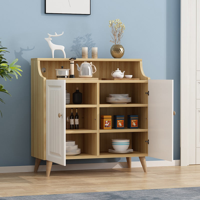 Contemporary Style Wood Adjustable Shelving Buffet Sideboard with Cabinets 31"L x 16"W x 39"H Natural Clearhalo 'buffet_sideboard' 'Buffets & Sideboards' 'furn' 'furn_buffet_sideboard' 'Furniture' 'Kitchen & Dining Furniture' 7749378