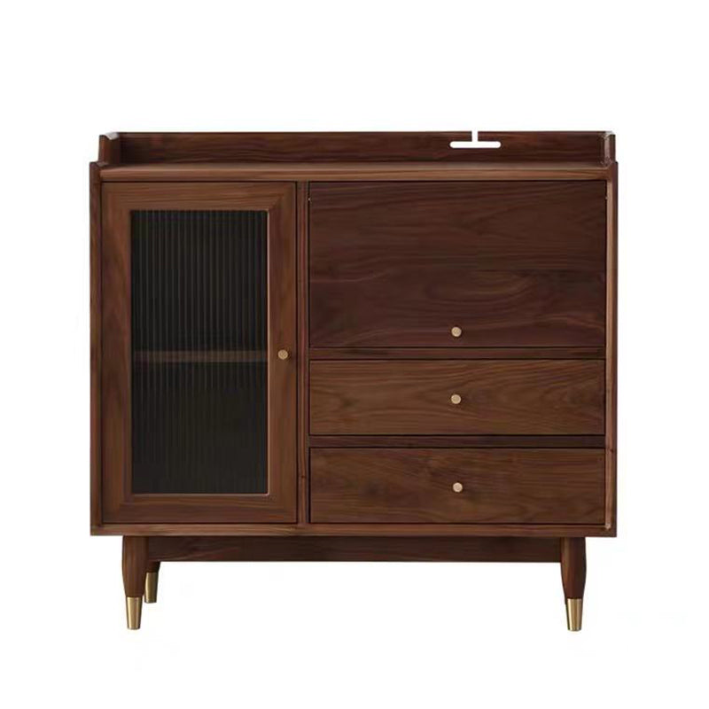 Modern de puertas de vidrio de madera sólida Gabinete apartador con gabinetes y cajones