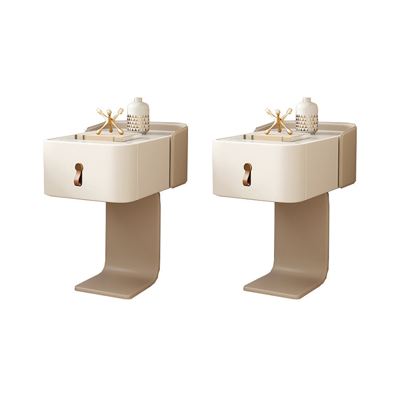 ストーンアクセントテーブルナイトスタンド引き出し付きコンテンポラリーナイトスタンド