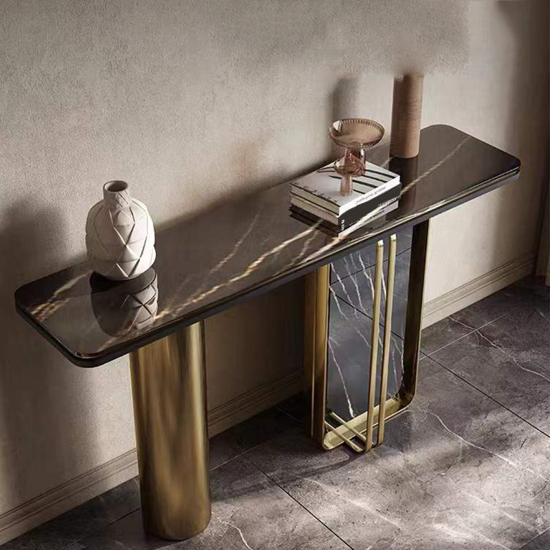 Glam Iron Console Accent Table Scratch Resistant with 2 Legs for Hall