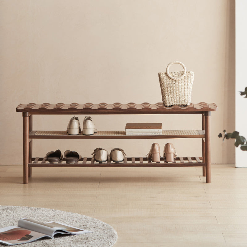 Banc de sièges d'entrée moderne banc de rectangle en bois massif en marron