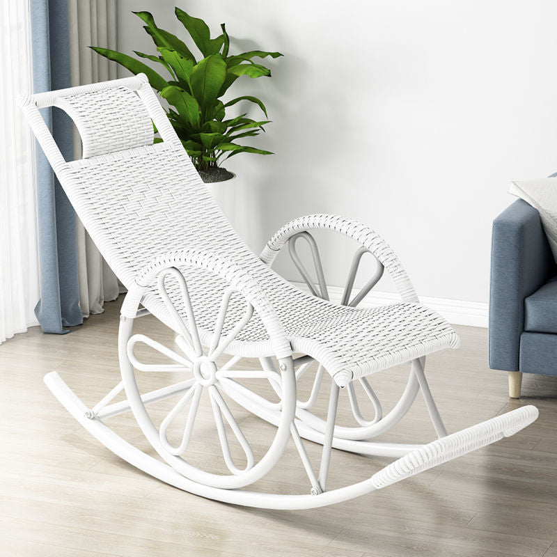 Sedia a dondolo per il tempo libero moderno rattan sedia in ferro lazy sedia