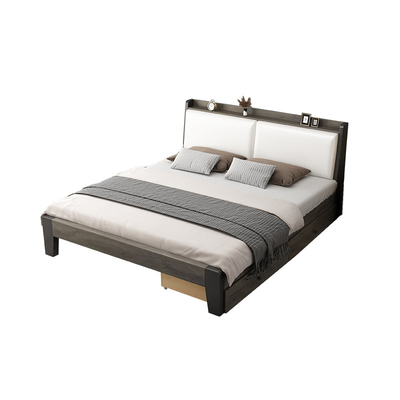 Letto standard in legno massiccio con testiera imbottita 36,22 "di altezza