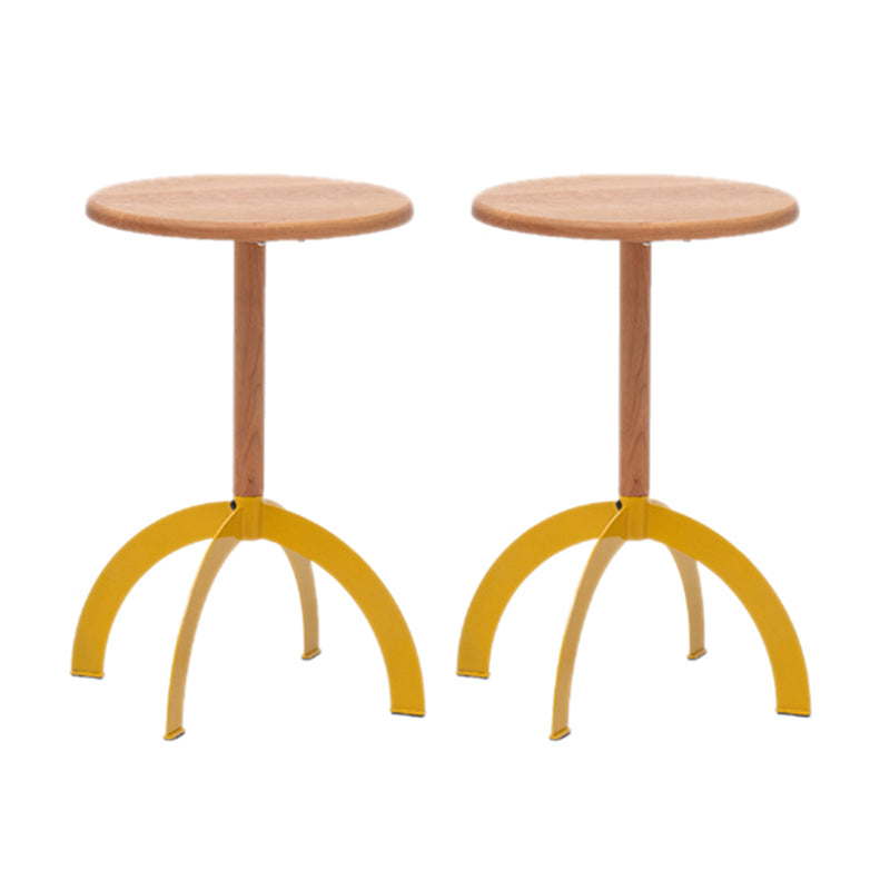 Industrial Solid Wood Round Sofa Side Accent Table with Metal Base Yellow 2 Clearhalo 'Coffee & Accent Tables' 'End & Side Tables' 'end_side_tables' 'furn' 'furn_end_side_tables' 'Furniture' 'Living Room Furniture' 7762099