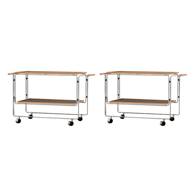 Tavolo di accento lato divano moderno in acciaio e legno massiccio con scaffale