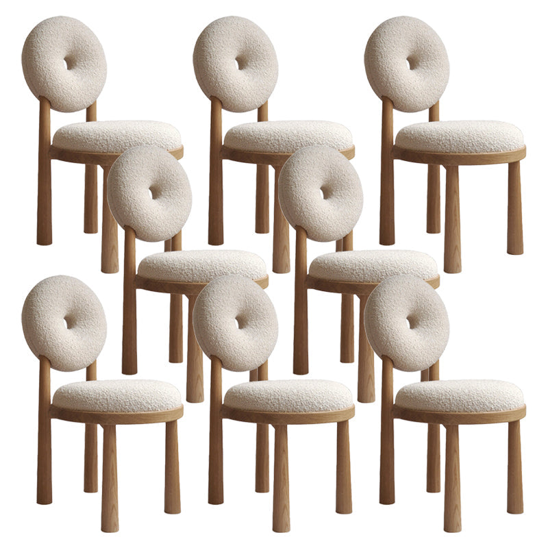 Silla de comedor sin brazo de madera sólida de comedor tapizado contemporáneo