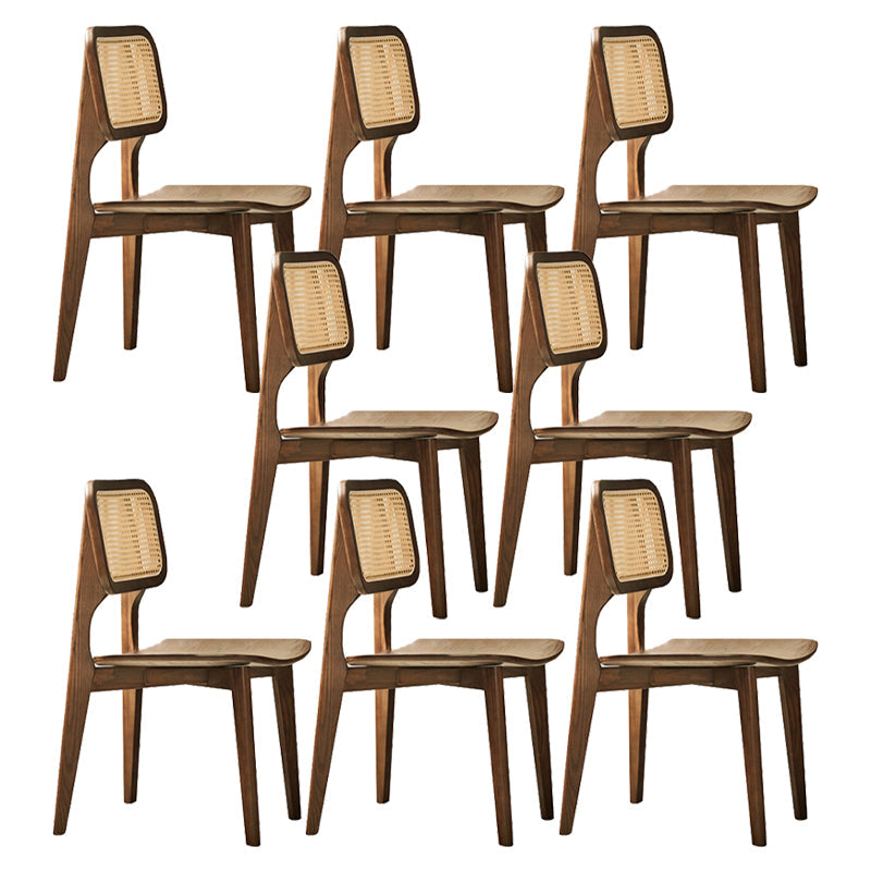 Silla de comedor contemporáneo de madera sólida en marrón