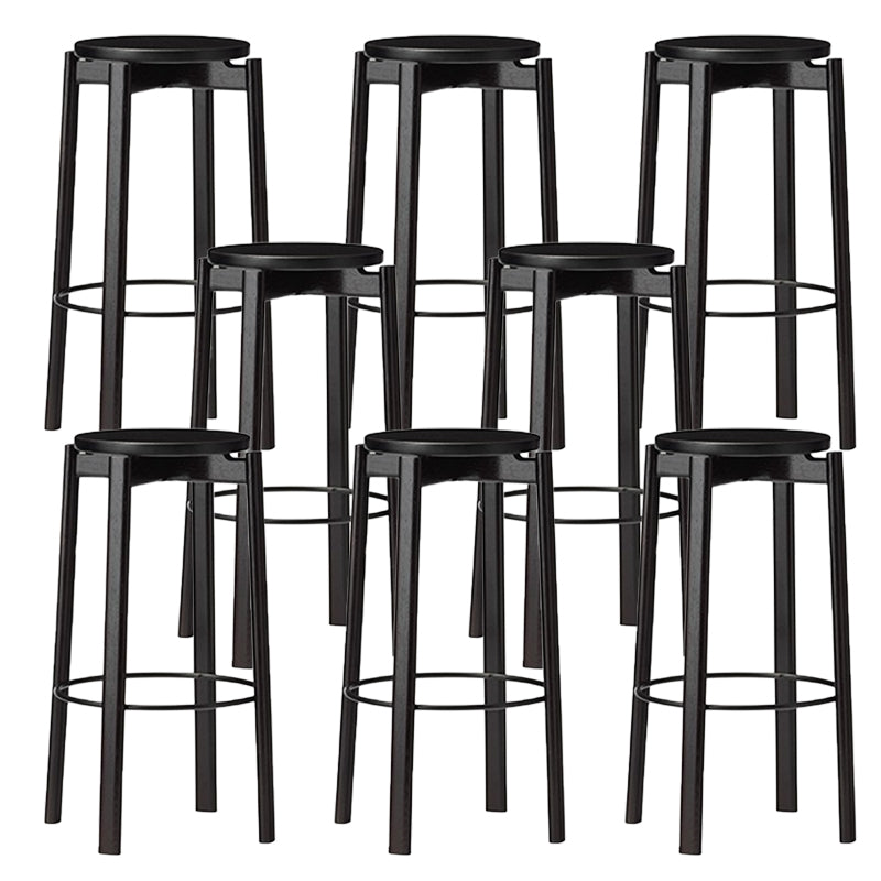 Sgabello da bar senza schienale contemporaneo da 29,5 pollici con base in legno massiccio