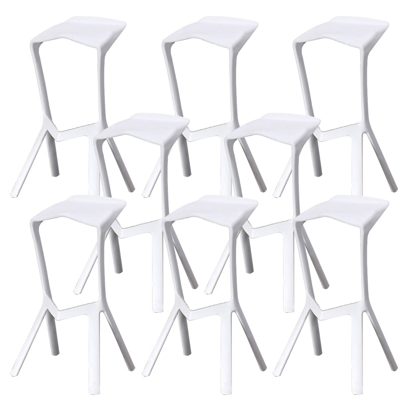 Contemporary Style Backless Plastic Stackable Bar Stool for Home White 8 Piece Set Clearhalo 'Bar Furniture' 'Bar Stools' 'bar_stools' 'furn' 'furn_bar_stools' 'Furniture' 'Kitchen & Dining Furniture' 7763818
