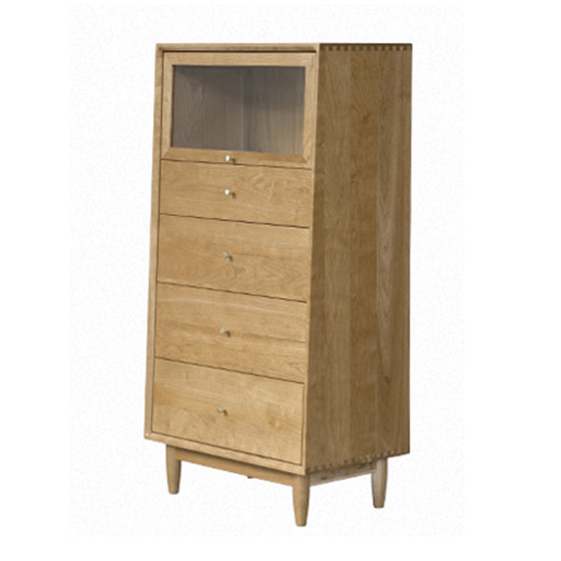 Armadietto di sideboard in legno massiccio in stile nordico con porta di vetro e cassetti