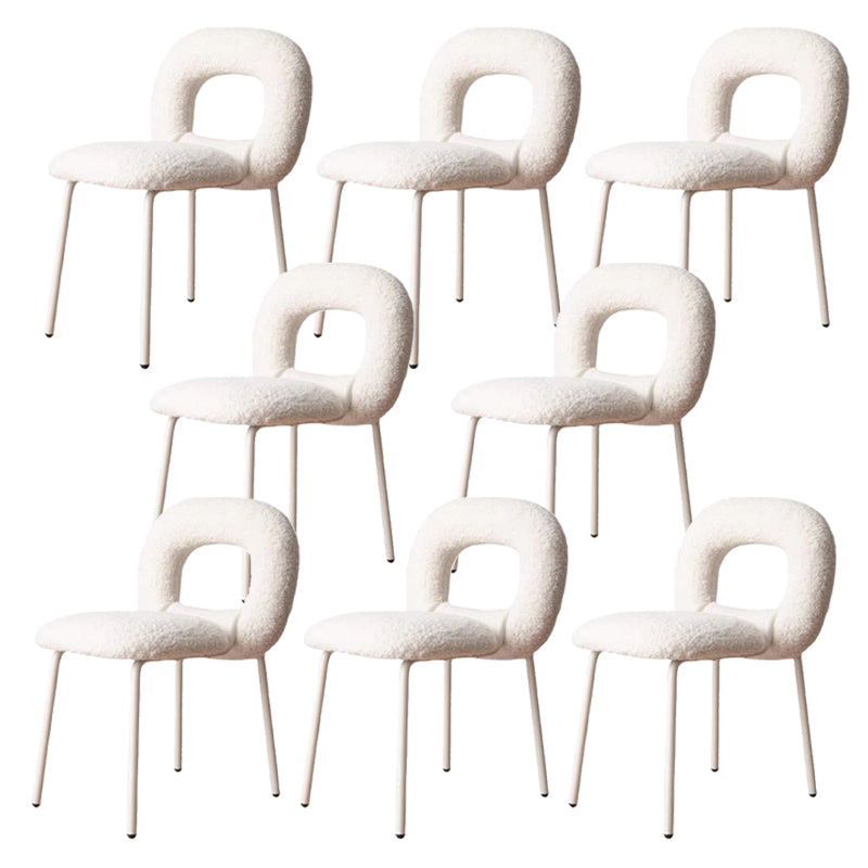 Gestoffeerde eetkamerstoel metalen frame open rug dinerenstoel