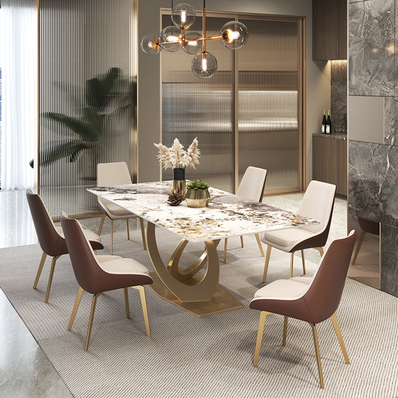 Glamstil Sintered Stone Top Metal Basis Esstisch mit Stühlen