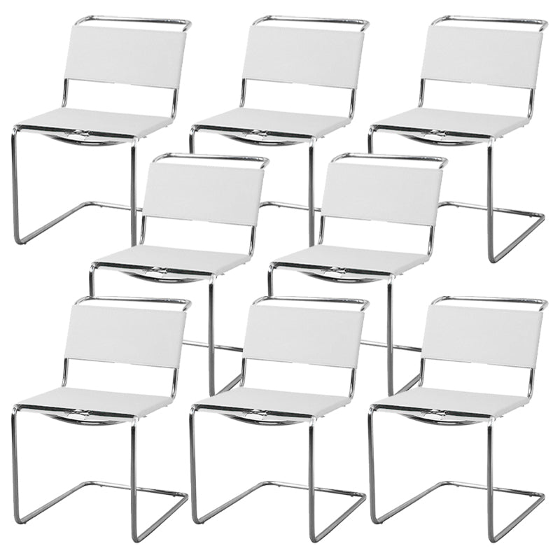 Contemporary Style Open Back Leather Armless Dining Side Chair for Home White 8 Piece Set Clearhalo 'Dining Chairs' 'Dining Tables & Seating' 'dining_chair' 'furn' 'furn_dining_chair' 'Furniture' 'Kitchen & Dining Furniture' 7778484
