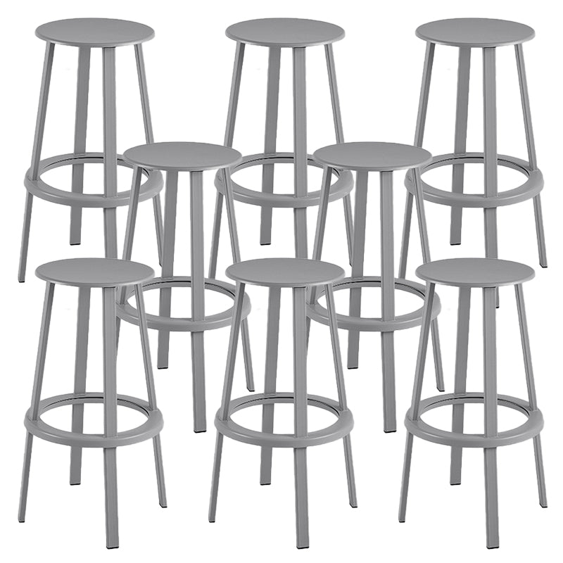 Contemporary Metal Base Backrest Counter High Stool with 4 Legs
