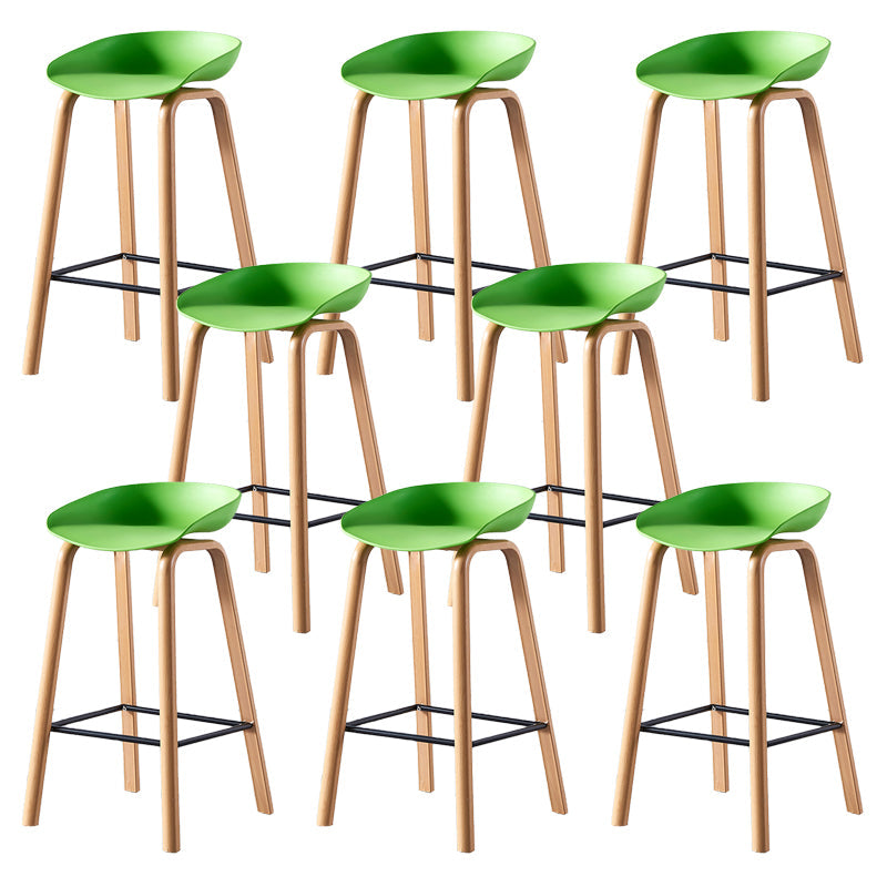 Contemporary Plastic Bucket Low Back Bar Stools with Metal Base