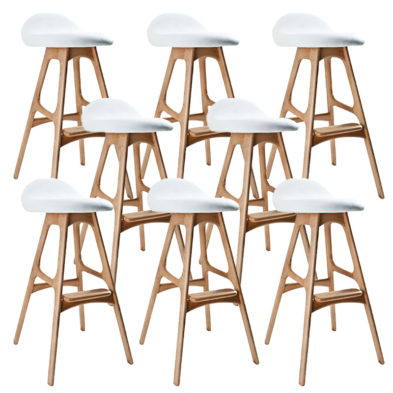 Contemporary Upholstered Faux Leather Bar Stool with Solid Wood Base Natural White 8 Piece Set Clearhalo 'Bar Furniture' 'Bar Stools' 'bar_stools' 'furn' 'furn_bar_stools' 'Furniture' 'Kitchen & Dining Furniture' 7778866