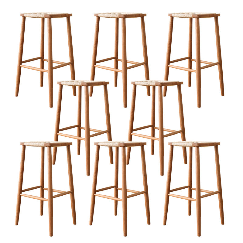 Contemporary Backless Bar Stools with Cherry Solid Wood Base