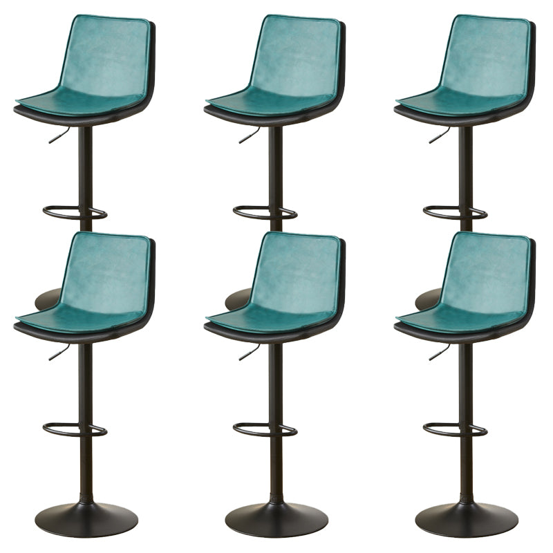 Contemporary Style Leather Adjustable Swivel Bar Stool with Metal Leg