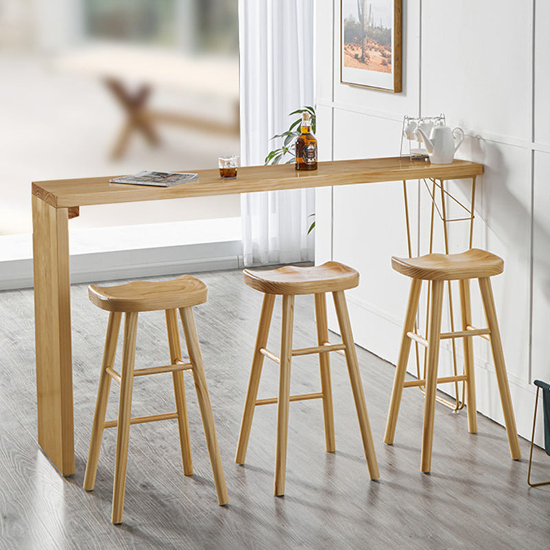 Acabado natural 1/4 PCS Bar Bar con taburetes de madera para el comedor