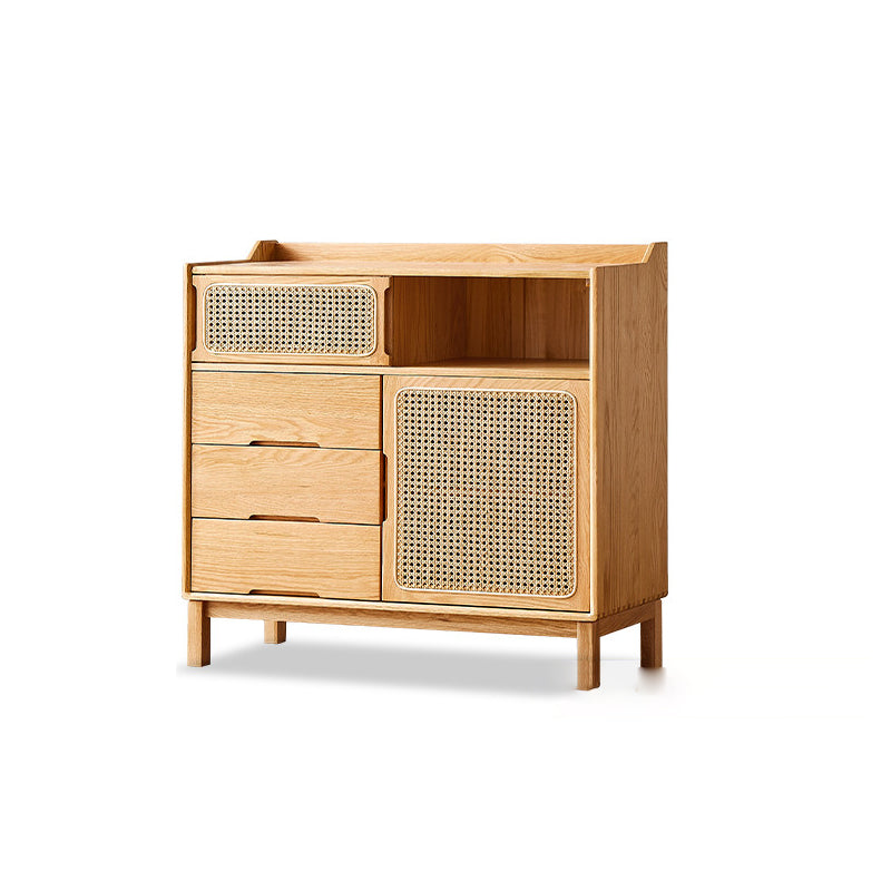 Solid Wood Dining Server Modern Style Rattan Door met 3 laden