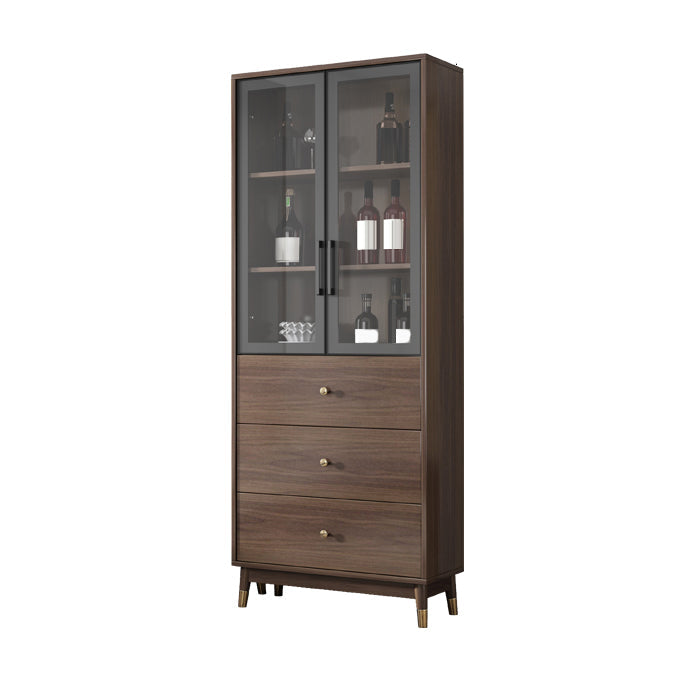 製造された木材モダンボトルホルダーフロアガラスドアブラウンのドア