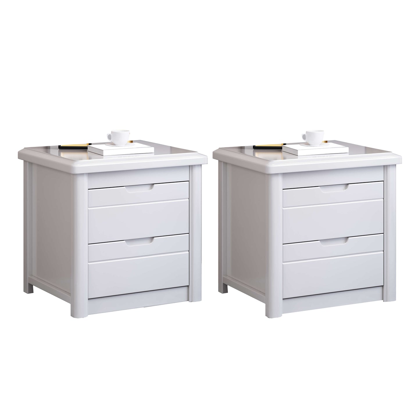 Comodino contemporaneo comodino in legno massiccio con 2 cassetti