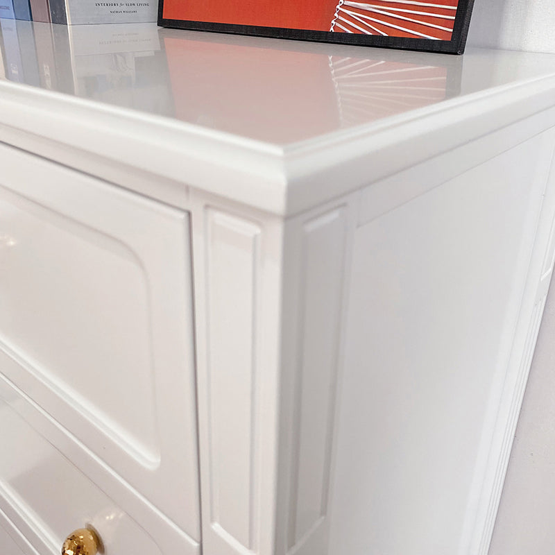 Glam White White Horizontal Rangement Coffre avec des tiroirs à fermeture doux pour la maison