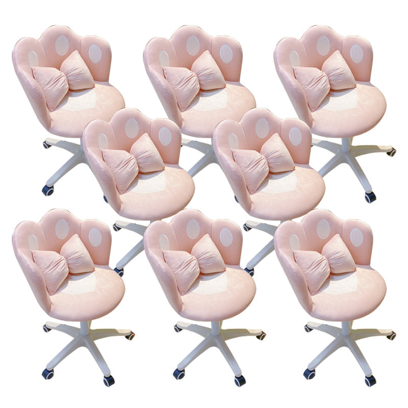 Modern Office Chair No Distressing Ergonomic Chair with Wheels White-Pink 8 Piece Set Clearhalo 'furn' 'furn_office_chair' 'Furniture' 'Office Chairs' 'Office Furniture' 'office_chair' 7783254