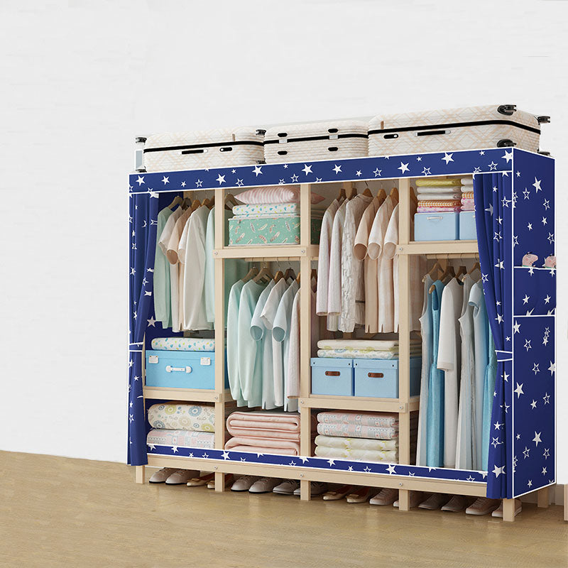 Contemporary Wardrobe Armoire Wood Frame Armoire with Garment Rod for Home