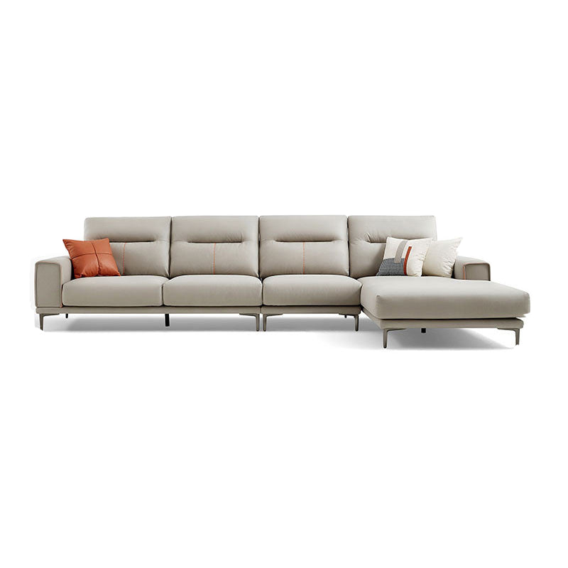 Sectional Sofa with Cushion Back 68.11" Wide Faux leather Stain-Resistant Grey Faux Leather Right Clearhalo 'furn' 'furn_sectionals' 'Furniture' 'Living Room Furniture' 'Sectionals' 7791617