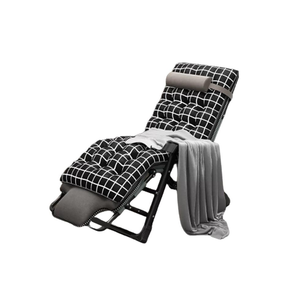 Ergonimic Recliner in Contemporary Black Metal Base with Tufted Back Recliner & Blanket & Cushion & Head Support Gray Clearhalo 'Chairs & Seating' 'furn' 'furn_recliners' 'Furniture' 'Living Room Furniture' 'Recliners' 7793138