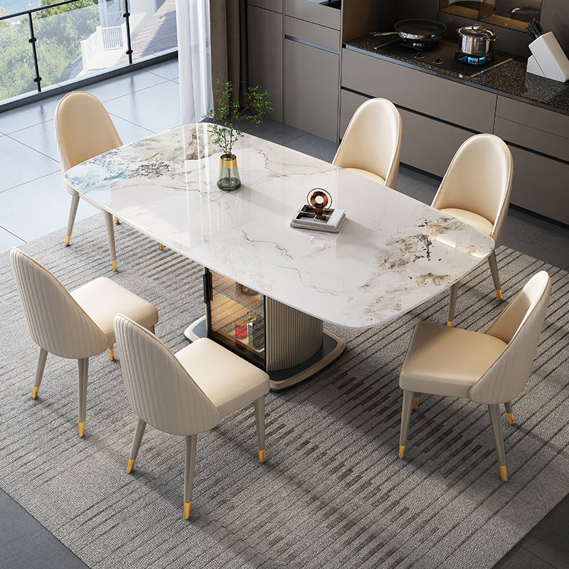 1/5/7 Pieces Modern Sintered Stone Top Dining Set with Storage
