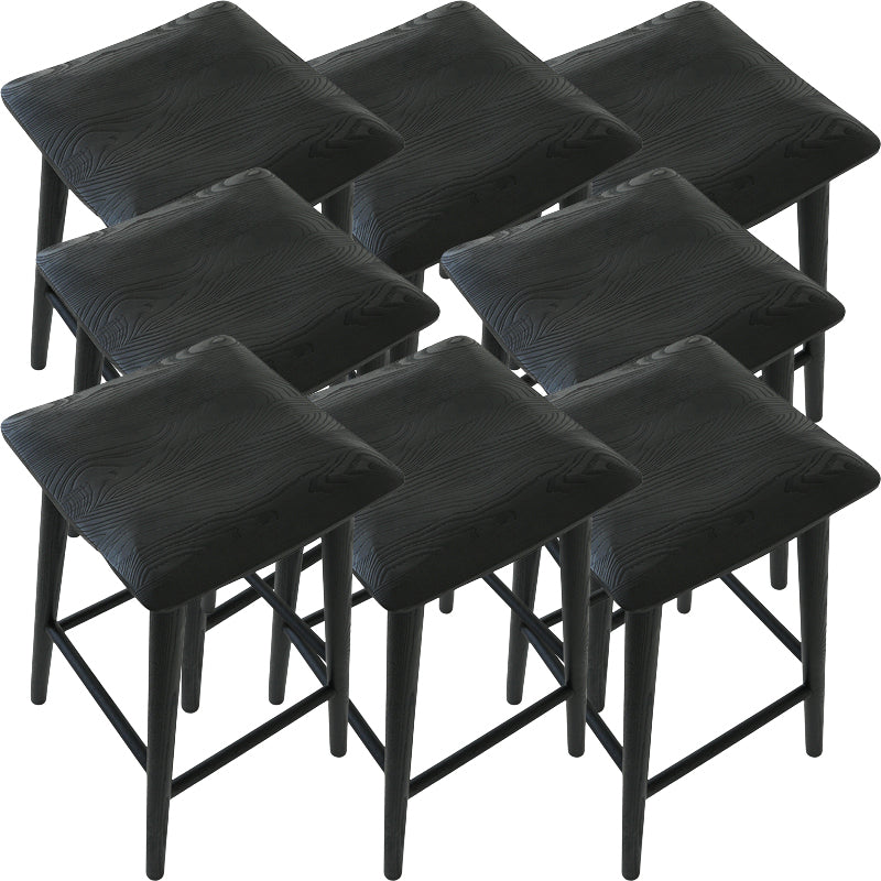 Contemporary Black Ash Solid Wood Armless Bar Stool with Footrest Matte Black 8 Piece Set Clearhalo 'Bar Furniture' 'Bar Stools' 'bar_stools' 'furn' 'furn_bar_stools' 'Furniture' 'Kitchen & Dining Furniture' 7794919