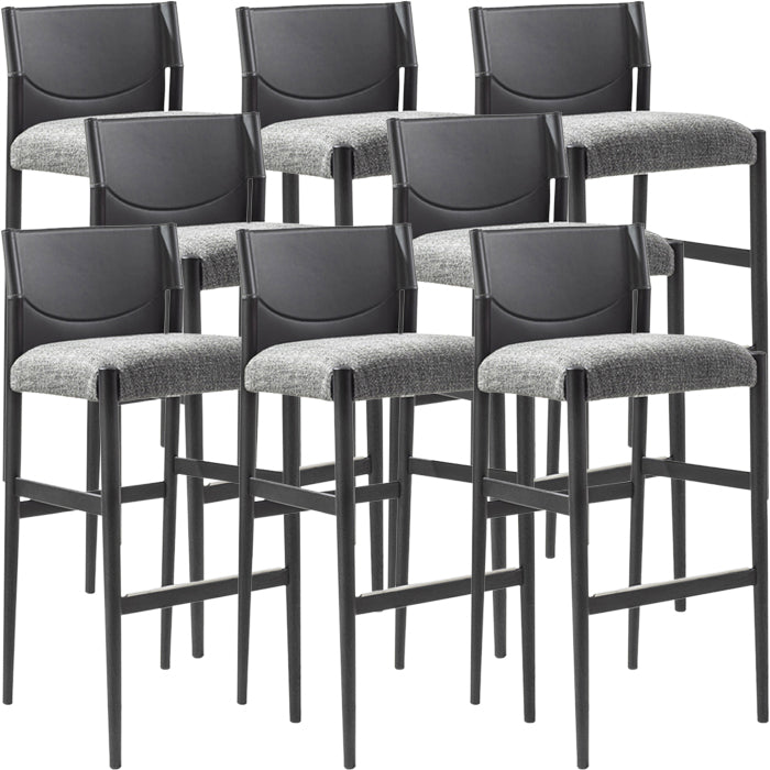 Contemporary Upholstered Armless Bar Stool with Solid Wood Legs