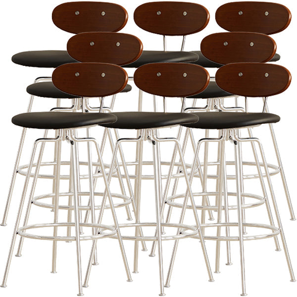 Modern Upholstered Faux Leather Low Back Bar Stools with Metal Base