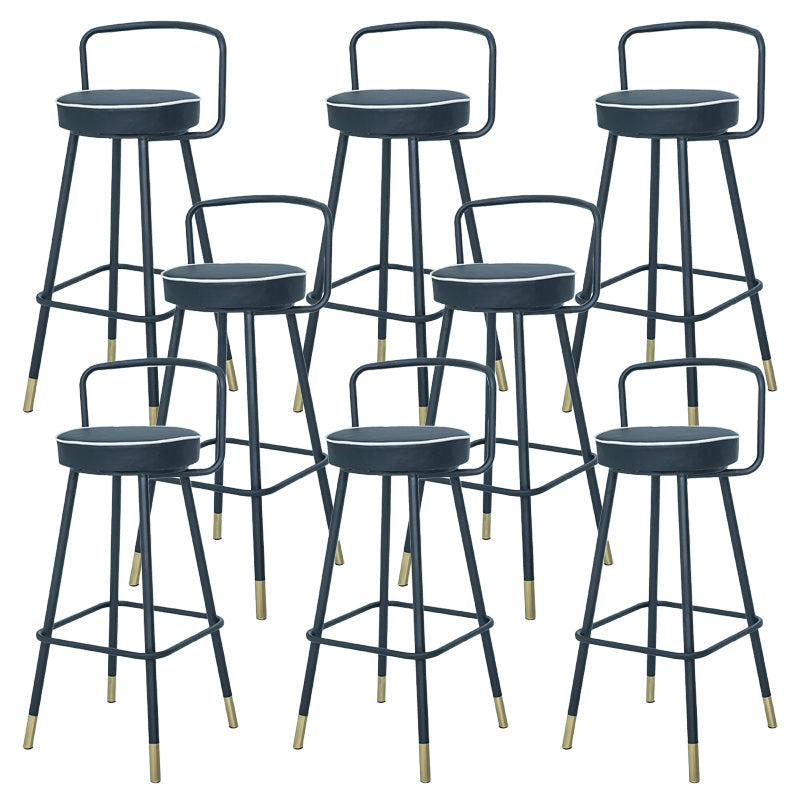 Contemporary Metal Backrest Counter High Stool with Leather Cushion 8 Piece Set Clearhalo 'Bar Furniture' 'Bar Stools' 'bar_stools' 'furn' 'furn_bar_stools' 'Furniture' 'Kitchen & Dining Furniture' 7795222