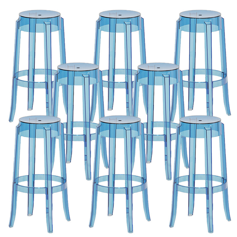 Contemporary Plastic Backless Counter High Stool with 4 Legs Blue 8 Piece Set Bar Stool(30"H) Clearhalo 'Bar Furniture' 'Bar Stools' 'bar_stools' 'furn' 'furn_bar_stools' 'Furniture' 'Kitchen & Dining Furniture' 7795288