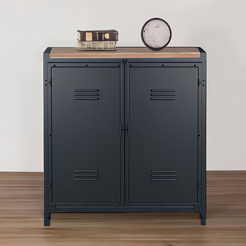 Solid Wood Top Kitchen Island Table Industrial Rectangle Double Sided Cabinet