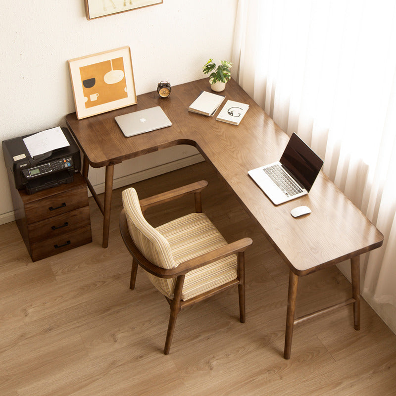 Zeitgenössischer Büroschreibtisch Massivholz H-Form Basisschreibtisch, 29,25 Zoll H