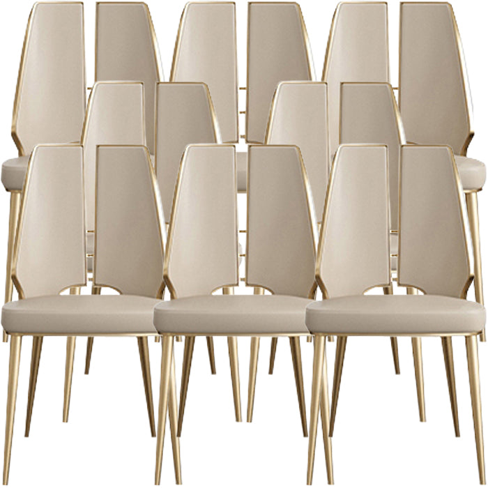 Gestoffeerde en metalen eigentijdse armloze dineren en accentstoelen