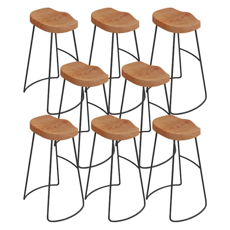 Wood Backless Dining Stools Contemporary Bar Stools with Footrest