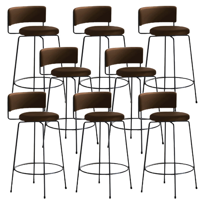 Industrial Style Metal Bar Stool Footrest Counter Stool for Living Room Brown 8 Piece Set Clearhalo 'Bar Furniture' 'Bar Stools' 'bar_stools' 'furn' 'furn_bar_stools' 'Furniture' 'Kitchen & Dining Furniture' 7806678